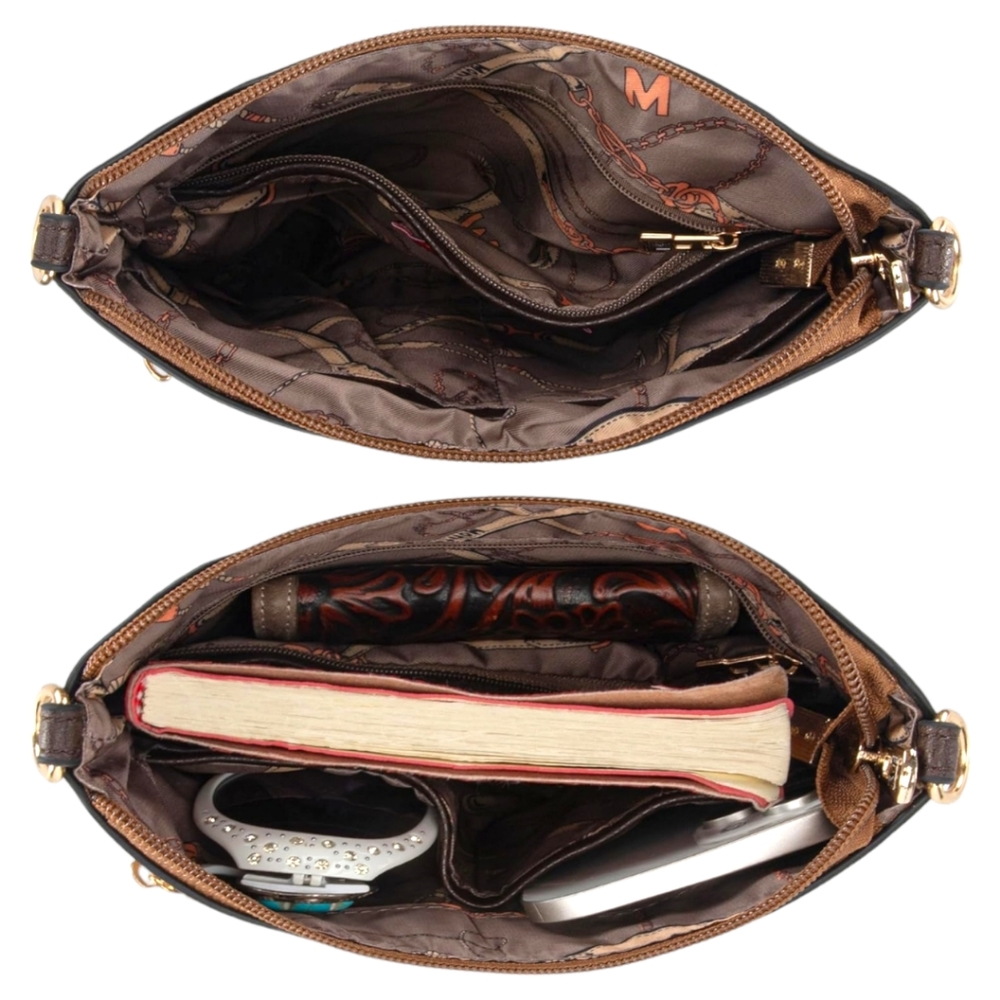 Montana West Designer Monogram Vegan Leather Crossbody Shoulder Bag SALE 20% OFF - Picture 4 of 7